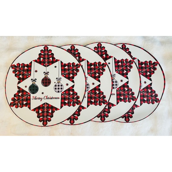 Ginphan Other - NEW Christmas Placemats Set of 4 Buffalo Plaid‎ Snowflake Holiday Table Decor